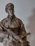 BA01 BAOR/UKLF British Soldier Cold Cast Bronze Figure 14"L2A1 SMG All Regiments. Choose Regiment from drop down menu