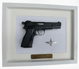 Cold Cast  life size wallhanger in frame. L9A1 9mm Browning Hi-Power