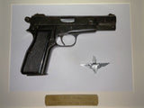 Cold Cast  life size wallhanger in frame. L9A1 9mm Browning Hi-Power