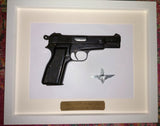 Cold Cast  life size wallhanger in frame. L9A1 9mm Browning Hi-Power