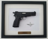 Cold Cast  life size wallhanger in frame. L9A1 9mm Browning Hi-Power