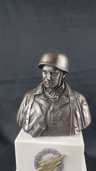 German Paratrooper Fallschirmjager FJR 6 Normandy 1944 . Cold Cast Bronze Bust